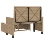 Banc de jardin et coussins et repose-pied beige résine tressée – Image 5