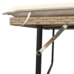 Banc de jardin et coussins et repose-pied beige résine tressée – Image 7