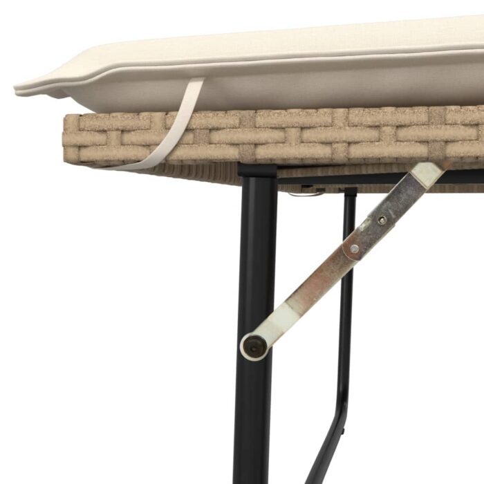 Banc de jardin et coussins et repose-pied beige résine tressée – Image 7