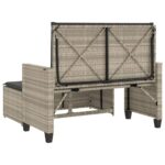 Banc de jardin et coussins et repose-pied gris clair poly rotin – Image 5