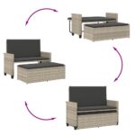 Banc de jardin et coussins et repose-pied gris clair poly rotin – Image 6