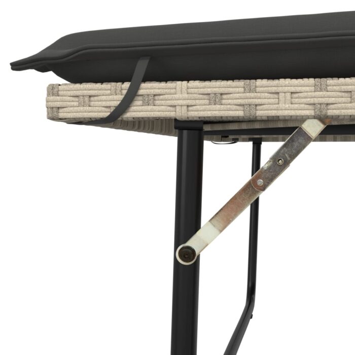 Banc de jardin et coussins et repose-pied gris clair poly rotin – Image 7