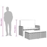 Banc de jardin et coussins et repose-pied gris clair poly rotin – Image 9