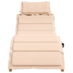 Chaises longues avec coussins lot de 2 beige bois massif acacia – Image 2