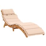 Chaises longues avec coussins lot de 2 beige bois massif acacia – Image 3