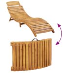Chaises longues avec coussins lot de 2 beige bois massif acacia – Image 6