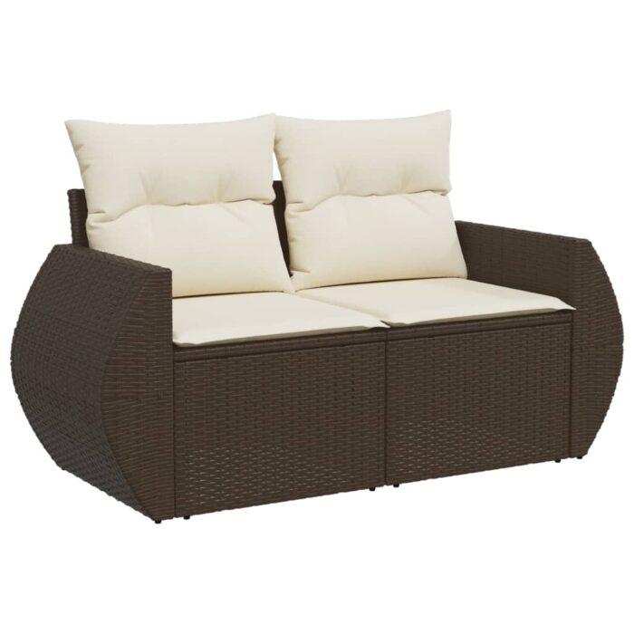 Salon de jardin avec coussins 7 pcs marron résine tressée – Image 3