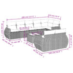 Salon de jardin 9 pcs avec coussins noir résine tressée – Image 6