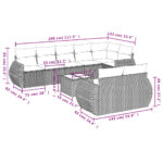 Salon de jardin avec coussins 9 pcs beige résine tressée – Image 6