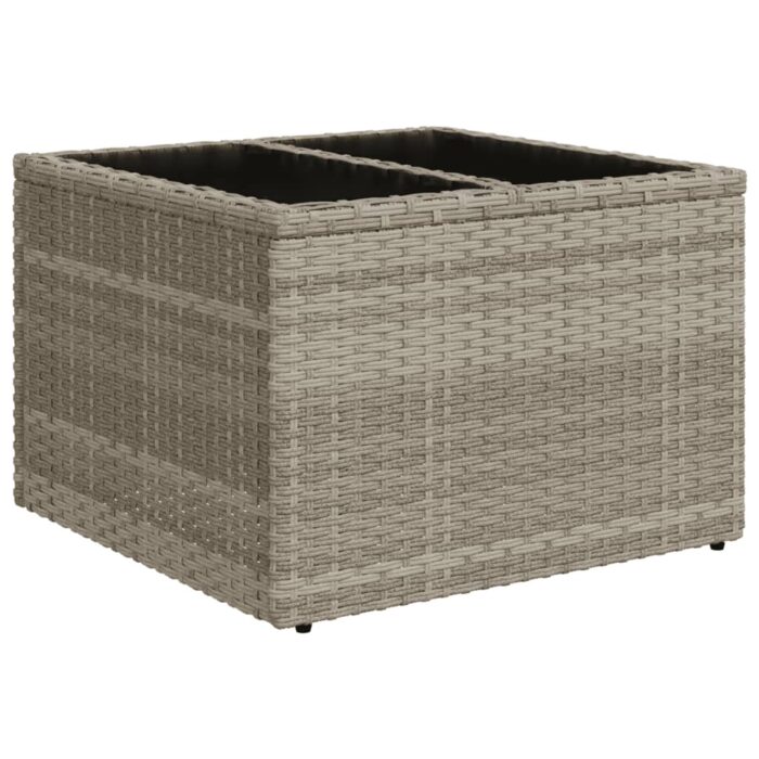 Salon de jardin 9 pcs avec coussins gris clair résine tressée – Image 4