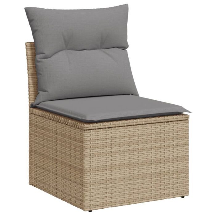 Salon de jardin avec coussins 7 pcs beige résine tressée – Image 3