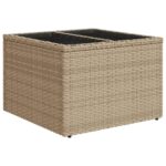 Salon de jardin avec coussins 7 pcs beige résine tressée – Image 5
