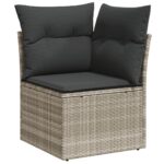 Salon de jardin avec coussins 7 pcs gris clair résine tressée – Image 2