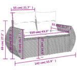 Salon de jardin 8 pcs avec coussins noir résine tressée – Image 10