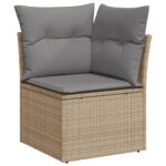 Salon de jardin avec coussins 7 pcs beige résine tressée – Image 2