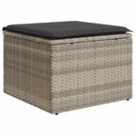 Salon de jardin avec coussins 7 pcs gris clair résine tressée – Image 4