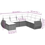 Salon de jardin avec coussins 7 pcs gris clair résine tressée – Image 6