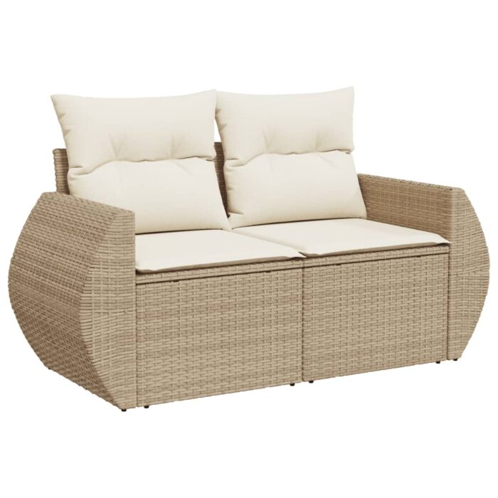 Salon de jardin avec coussins 6 pcs beige résine tressée – Image 2