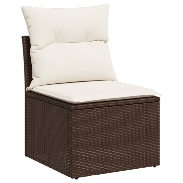 Salon de jardin avec coussins 9 pcs marron résine tressée – Image 5