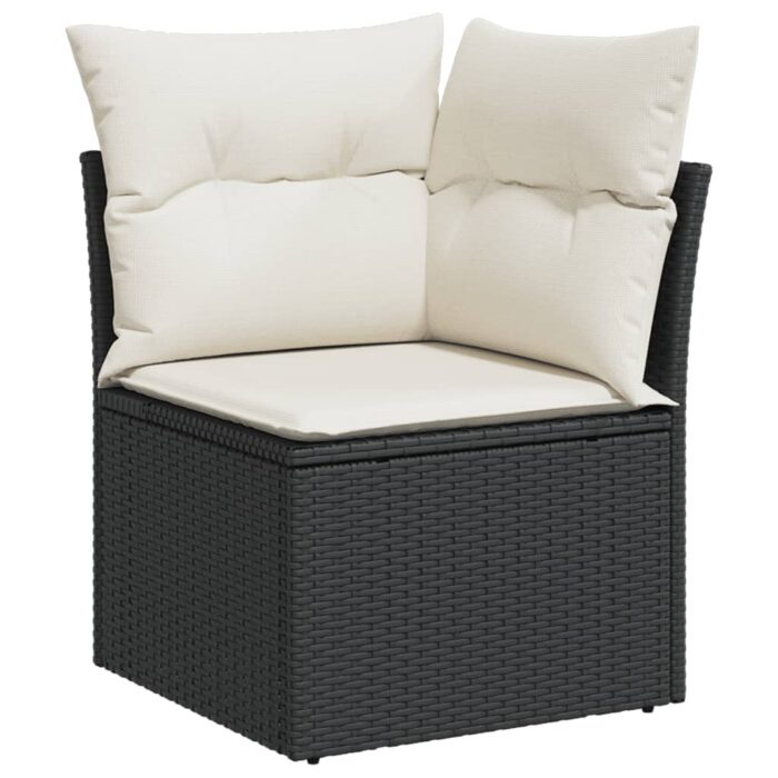 Salon de jardin 6 pcs avec coussins noir résine tressée – Image 2