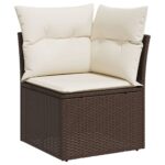 Salon de jardin avec coussins 9 pcs marron résine tressée – Image 2