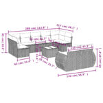 Salon de jardin 10 pcs avec coussins noir résine tressée – Image 6