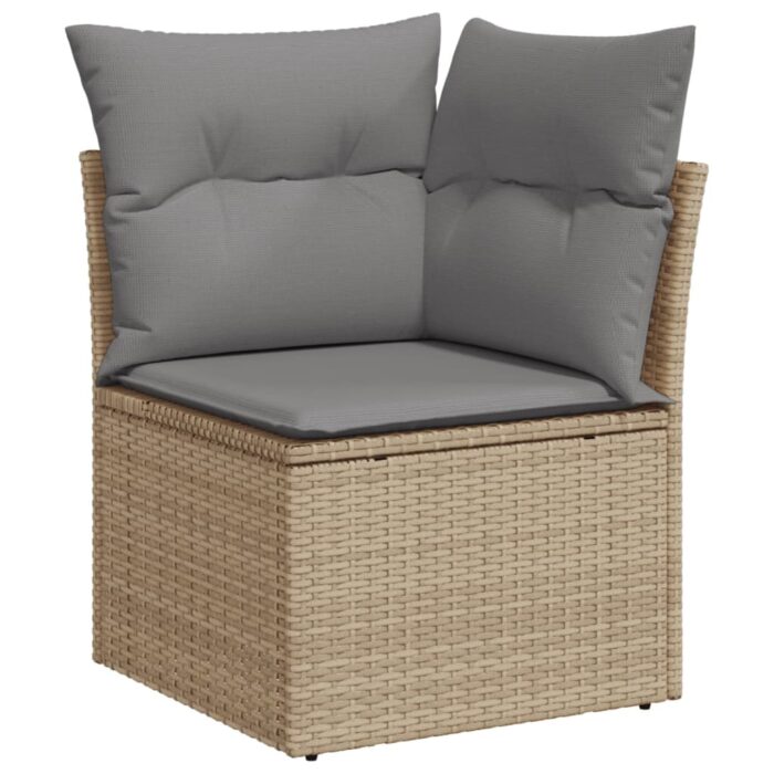 Salon de jardin avec coussins 10 pcs beige résine tressée – Image 2