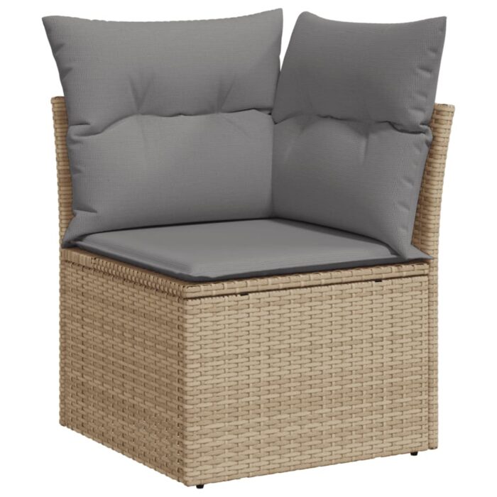 Salon de jardin avec coussins 9 pcs beige résine tressée – Image 2