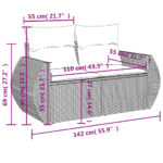 Salon de jardin avec coussins 10 pcs gris résine tressée – Image 7