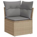 Salon de jardin avec coussins 10 pcs beige résine tressée – Image 2