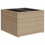 Salon de jardin 11 pcs avec coussins beige résine tressée – Image 4