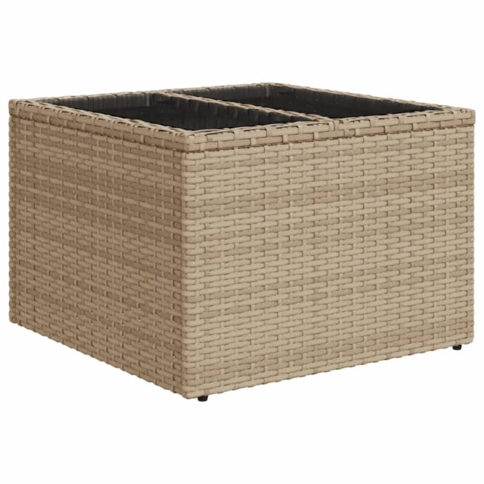 Salon de jardin 11 pcs avec coussins beige résine tressée – Image 4
