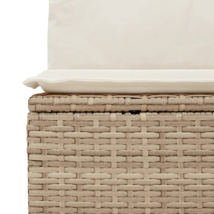 Salon de jardin 11 pcs avec coussins beige résine tressée – Image 5