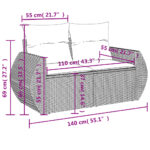 Salon de jardin 10 pcs avec coussins marron résine tressée – Image 6