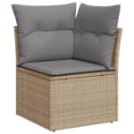 Salon de jardin 11 pcs avec coussins beige résine tressée – Image 2