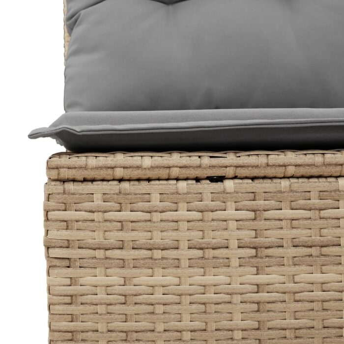 Salon de jardin 11 pcs avec coussins beige résine tressée – Image 5