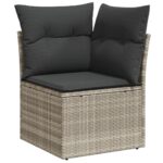 Salon de jardin 11 pcs avec coussins gris clair résine tressée – Image 3