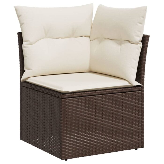 Salon de jardin et coussins 11 pcs marron résine tressée – Image 4