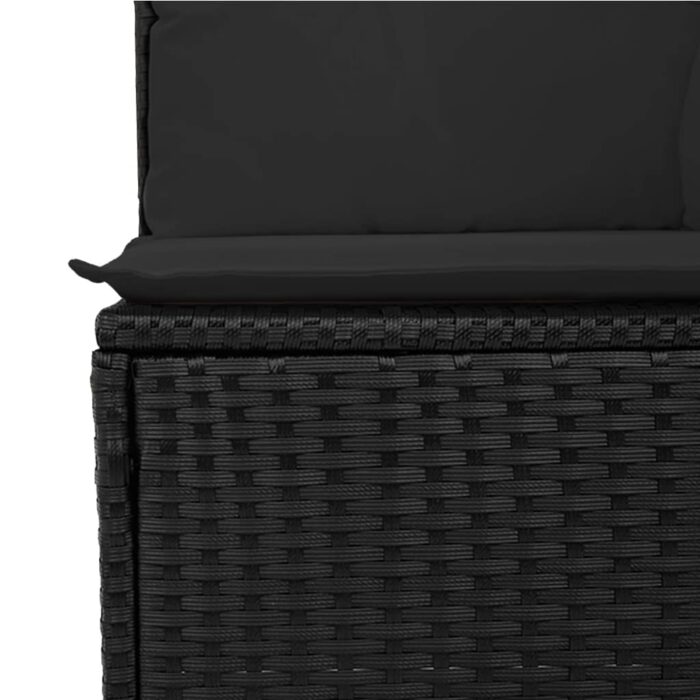 Salon de jardin 3 pcs avec coussins noir résine tressée – Image 3