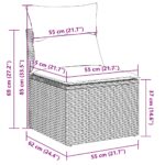 Salon de jardin 4 pcs avec coussins gris clair résine tressée – Image 11