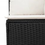 Salon de jardin 4 pcs avec coussins noir résine tressée – Image 3