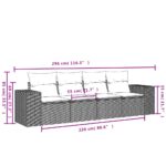 Salon de jardin 4 pcs avec coussins noir résine tressée – Image 4