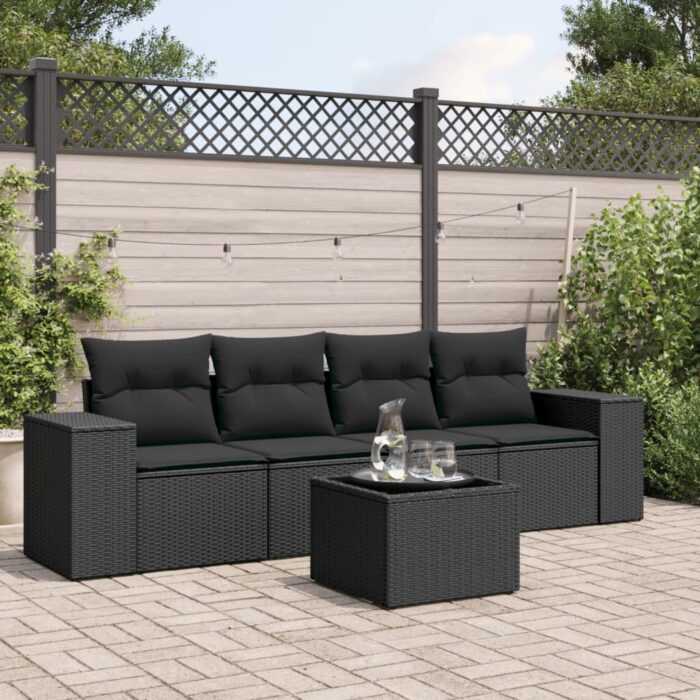 VXL8721012946361_m_en_hd_1.jpg Salon de jardin 5 pcs avec coussins noir résine tressée – Image 1