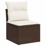 Salon de jardin avec coussins 5 pcs marron résine tressée – Image 2