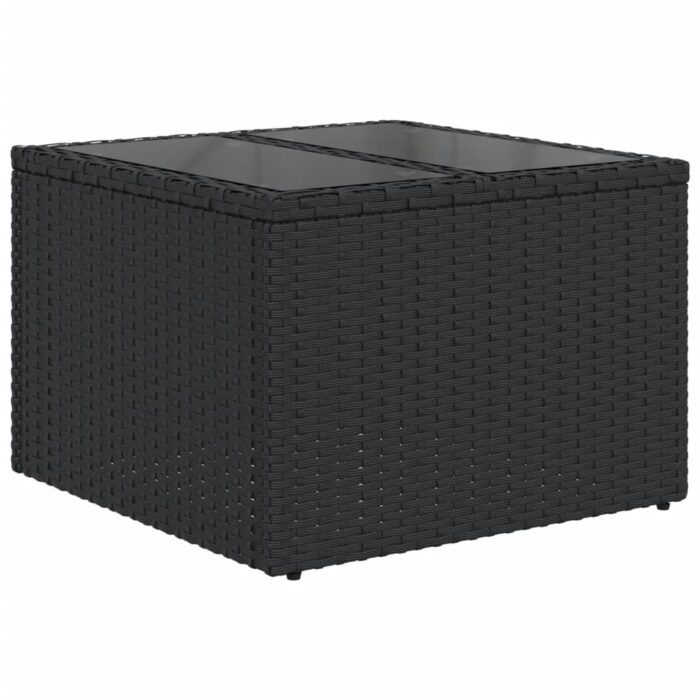 Salon de jardin 7 pcs avec coussins noir résine tressée – Image 4