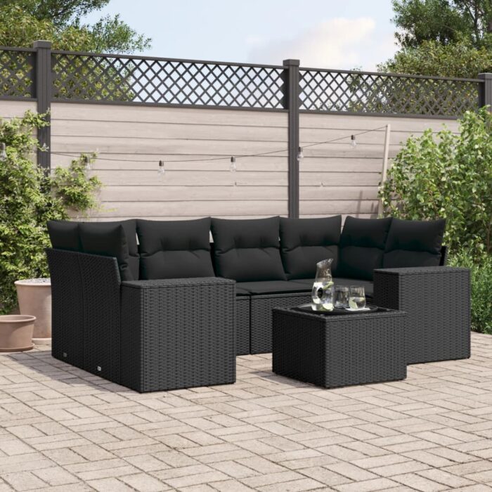 VXL8721012946668_m_en_hd_1.jpg Salon de jardin 7 pcs avec coussins noir résine tressée – Image 1