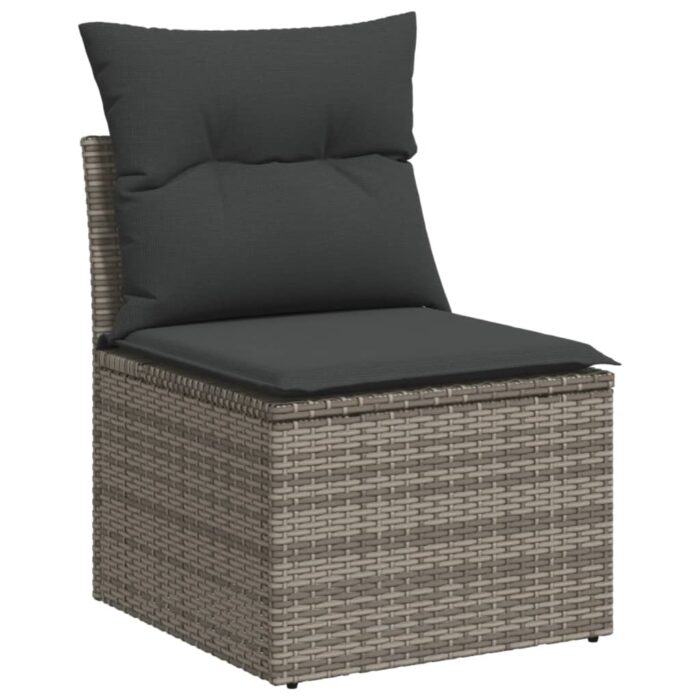 Salon de jardin avec coussins 7 pcs gris résine tressée – Image 4
