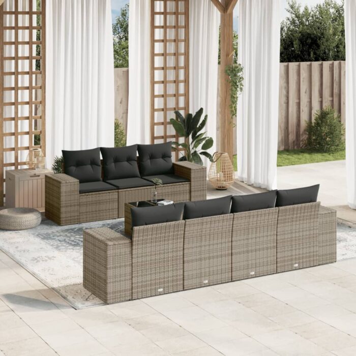 VXL8721012946811_m_en_hd_1.jpg Salon de jardin 8 pcs avec coussins gris résine tressée – Image 1