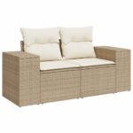 Salon de jardin avec coussins 8 pcs beige résine tressée – Image 2
