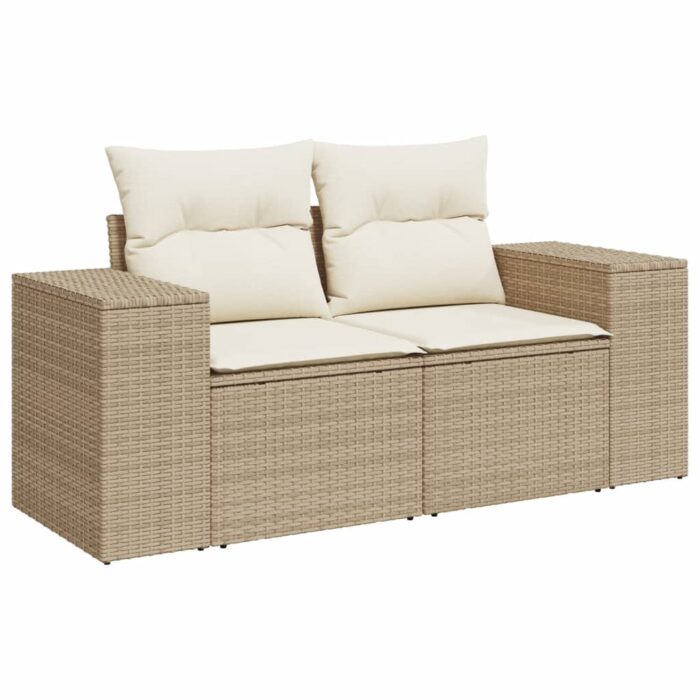 Salon de jardin avec coussins 8 pcs beige résine tressée – Image 2